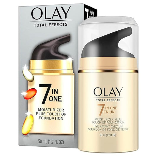 Olay CC Cream, Total Effects Moisturizer with Foundation, 7-in-1 Hydrates, Replenishes, Brightens, Evens Tone, Minimizes Look of Pores, Firms, Smooth- Sheer Coverage, Anti-Aging, 1.7 oz