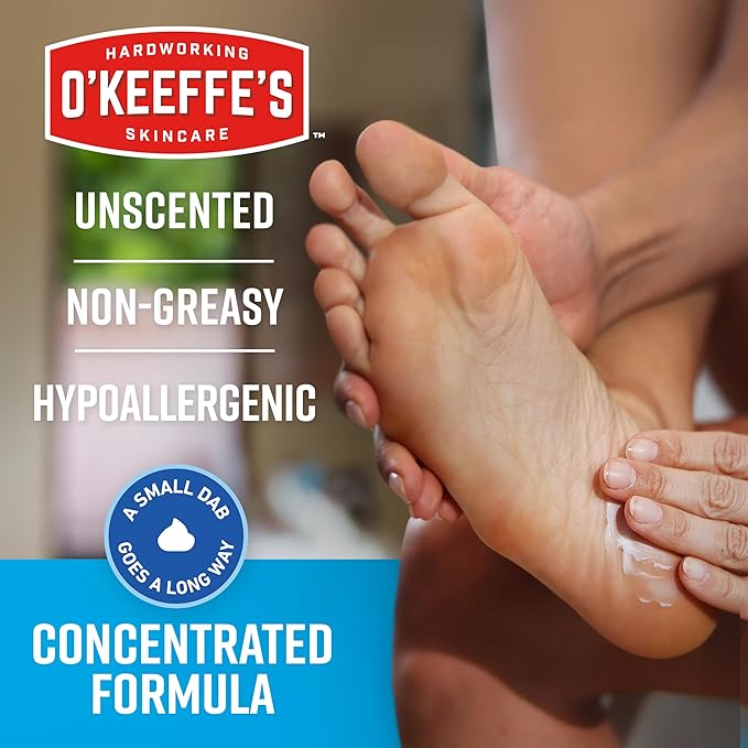 O'Keeffe's for Healthy Feet Foot Cream - 3 oz Travel Size Tube (1 Pack) - Guaranteed Relief for Extremely Cracked, Dry Feet, Repairing Skincare, Instantly Boosts and Retains Moisture Levels