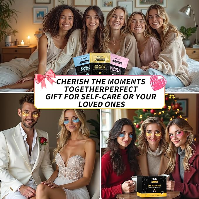 Under Eye Patches(48 Pairs), 24K Gold, Caffeine, Retinol Eye Masks for Puffy Eyes, Wrinkles, Dark Circles, Undereye Bags Treatment - Restoring & Awakening & Moisturizer Skin care Gift for Women