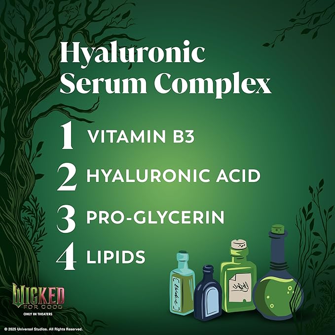 Olay Body Wash for Women, Wickedly Wonderful Elphaba’s Edition, Intensely Hydrating & Renewing, Pro-Hyaluronic Acid Serum with Vitamin B3, For All Skin Types, Cashmere Woods & Lime Scent, 20 fl oz