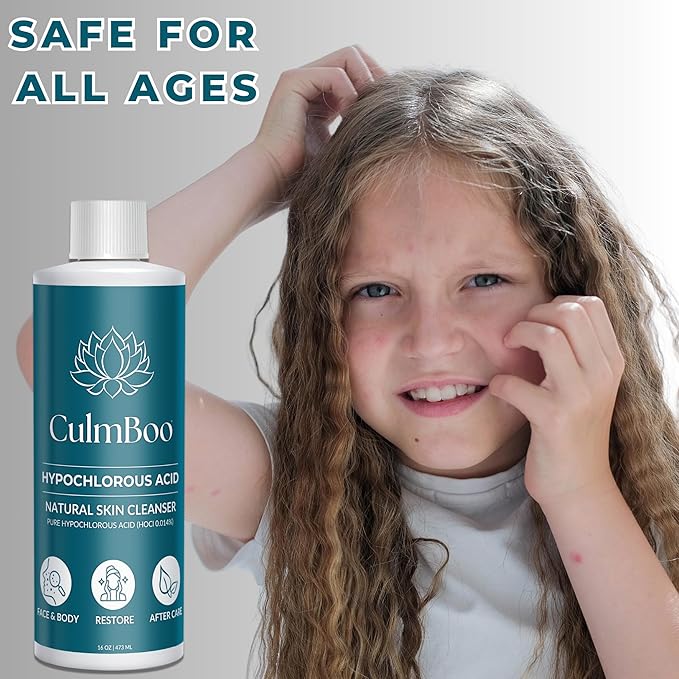 Hypochlorous Acid Spray for Face & Skin - HOCl, Acne Prone Skin, Eczema, Natural Tattoo Aftercare, Piercing Aftercare Spray, Eye Lash Cleanser, Face Mist Toner, Wound Care Cleanser, 16 Fl Oz