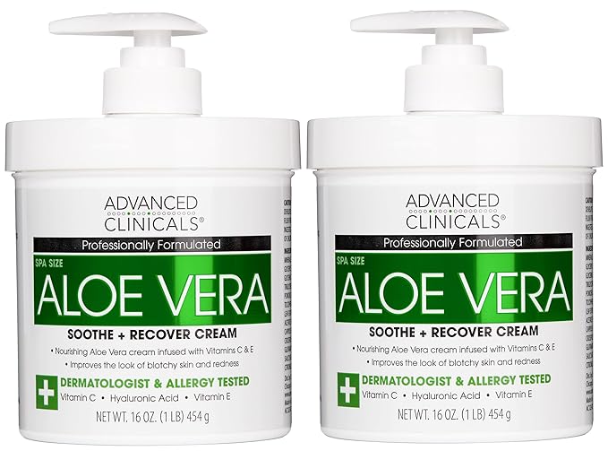 Advanced Clinicals Aloe Vera Lotion Skin Care Relief | Vitamin E Infused Hyaluronic Acid Moisturizer & Vitamin C Body Lotion For Women & Men Helps Improve Look Of Extremely Dry Skin, 16 Ounce, 2-Pack