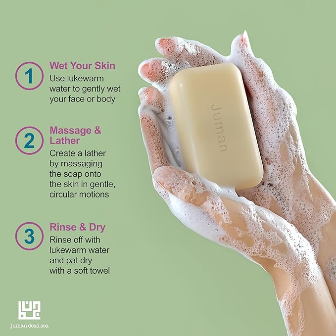 JUMAN Dead Sea Minerals Soap Bar | Variety Pack | Enriched in Vitamin E | Infused with Plant Extracts | SLS & Paraben Free | Soap for Acne, Dark spots, Eczema & Blackheads | From 4oz (Pack of 4)