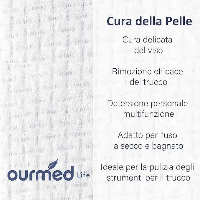 Ourmed Life Disposable Face Towel, 300 Count – Ultra Soft, Biodegradable Makeup Remover Wipes for Sensitive Skin, Clean Skincare Towels,Lint- free and Gentle Facial Towels for Daily Use，EF Texture