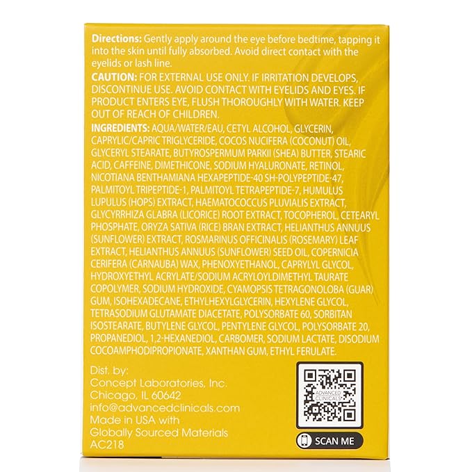 Advanced Clinicals Advanced Retinol Eye Balm + Peptides Face Moisturizer Cream | Visible Anti Aging Under Eyes Cream Improves Appearance Of Wrinkles, Fine Lines, Puffiness, & Dark Circles, 1 Fl Oz
