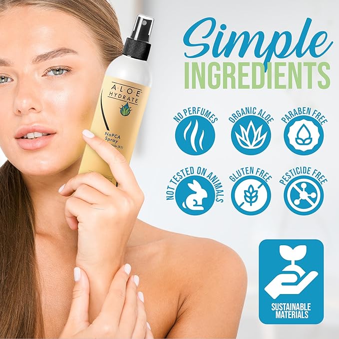NaPCA Moisturizer Face Mist & Body Spray; Organic Aloe vera moisturizer with NaPCA. Refresh & Soothe Your Skin with Natural & Bioidentical Actives. All Skin types, Dry, Acne, Oily, & Tattoo Care.
