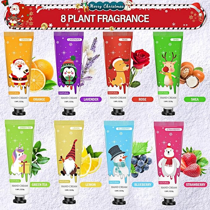 SenseYo Hand Cream Gift Set Natural Plant Fragrance Shea Hand Lotion for Dry Cracked Hands Christmas Gifts for Women Mom Girls, Unique Christmas Stocking Stuffers, 8 Different Fragrances