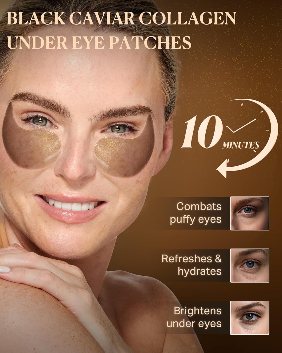 Black Caviar under Eye Patches (30 Pairs), Anti-Aging Hydrating Eye Mask for Wrinkles, Fine Lines, Skincare with Hyaluronic Acid & Cica, Beauty & Personal Care