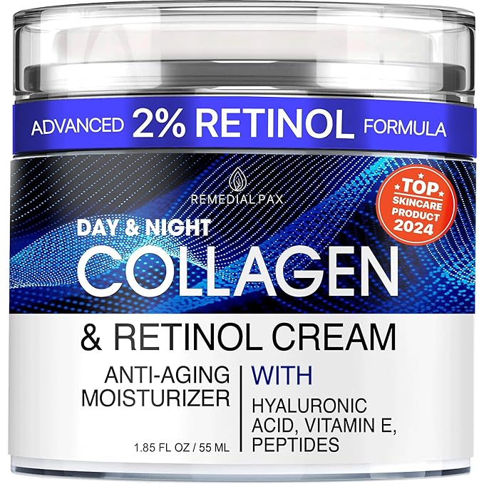 Collagen Face Cream with Retinol & Hyaluronic Acid – Anti Aging Moisturizer for Women & Men, Firming Day & Night Cream for Wrinkles, Hydrating Facial Lotion for All Skin Types