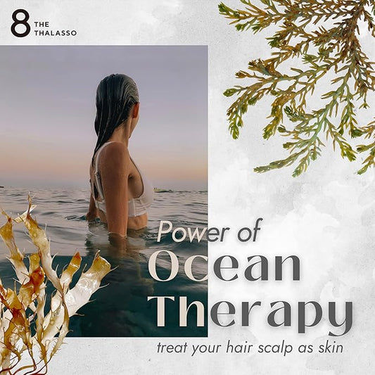 8 THE THALASSO Anti Frizz Shampoo & Conditioner Set for Women & Men, Organic Tea Tree Shampoo by Mint, Collagen, Peptides, Stem Cells & Deep Sea Water from Japan, Sulfate Free, 32.16 Fl Oz, DRY HAIR
