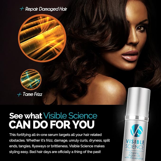 and Visible Science Argan Oil Bundle - Hair Repair Treatment and Heat Protectant + Argan Oil Serum for Gorgeous Shiny Hair - Repair and Prevent Damage - Seal Split Ends (2 Items)