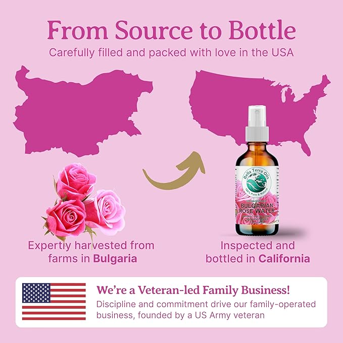 Bella Terra Oils Rose Water Hydrosol – 1 Gallon | Pure, Gentle Facial Toner & Mist | Natural Skin Tonic, Makeup Setting Spray | Organic, Steam-Distilled