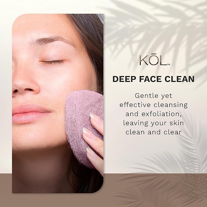 KOL Face Scrubber, Lavender Infused Exfoliating Facial Cleansing Pads, Disposable Exfoliator Face Sponge for Daily Cleaning and Makeup Removal, 6 Count