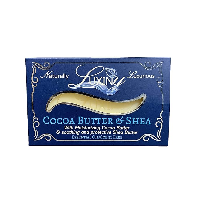 Luxiny Natural Soap Bar, Cocoa Butter & Shea Handmade Body Soap and Bath Soap Bar is a Palm Oil Free Moisturizing Vegan Castile Soap for All Skin Types Including Sensitive Skin, Unscented (Single)