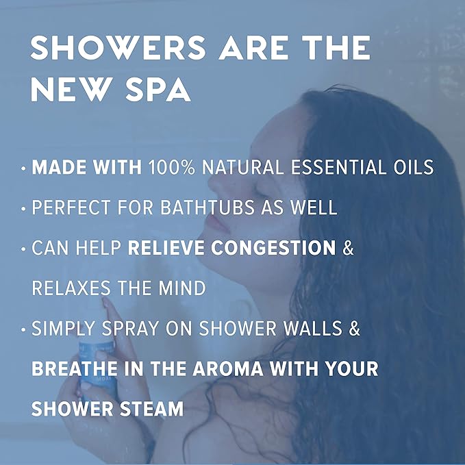 MOXĒ Breathe Eucalyptus & Peppermint Shower Mist, Spa Steam Spray, Certified Natural 100% Essential Oils, Made in USA, Aromatherapy, Sinus Congestion Relief, 4 Ounces