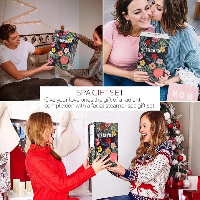 Colorfarm Facial Steamer Skin Care Kit: Face Steamer Home Spa Deep Cleaning Unclogs Pores with 4 Skin Care Tools - Relaxing Self Care Skincare Beauty Gifts for Women Girl (Skin Essentials Master Kit)