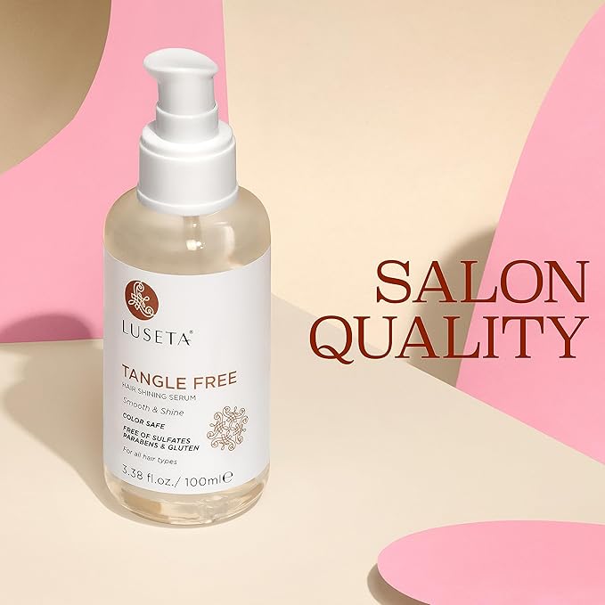 Luseta Tangle Free Routine Hair Serum Oil for Women and Men Detangling with Keratin and Argan Oil, Color Safe for Curly and Wavy Hair, Paraben & Gluten Free 3.38oz