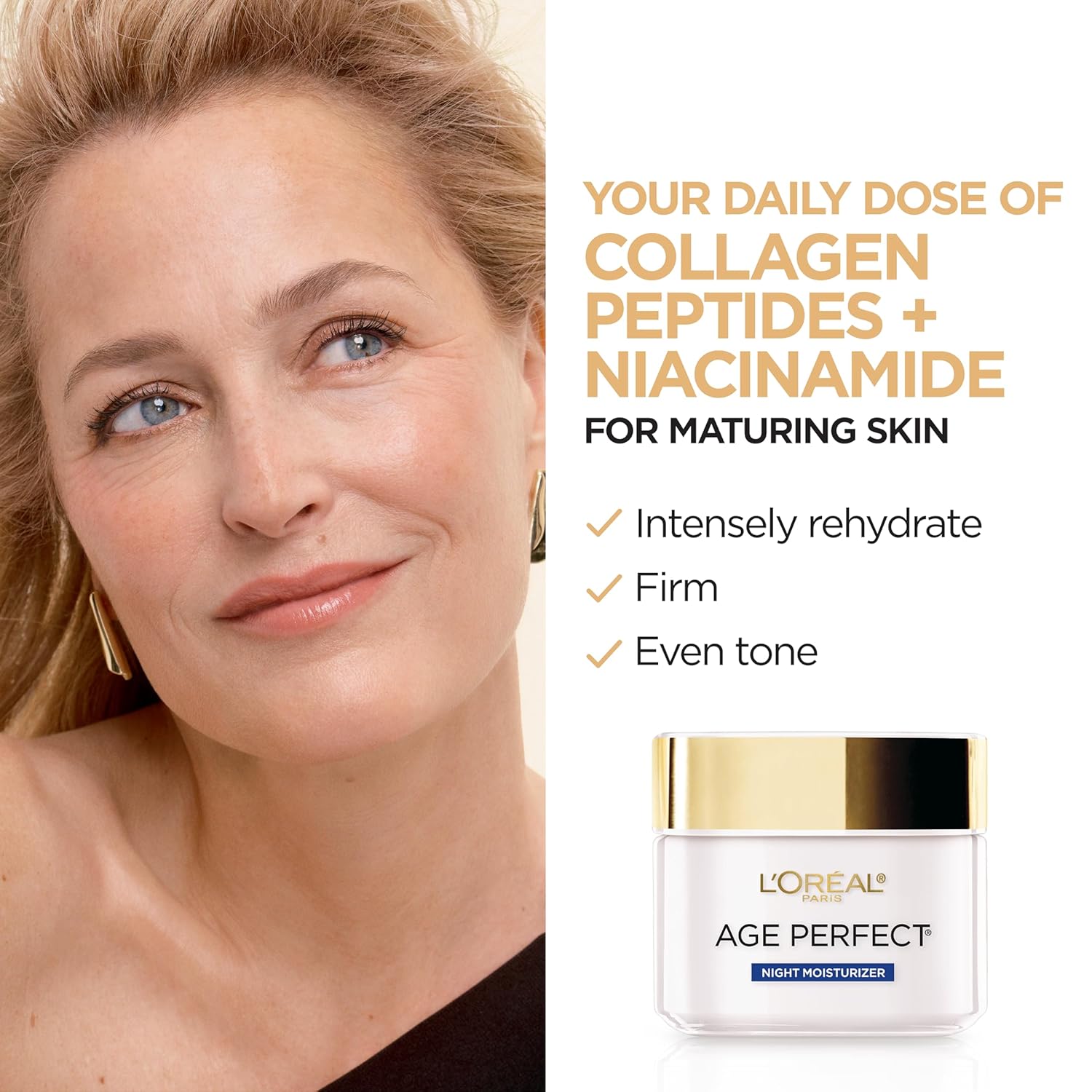 🌙 L'Oreal Paris Age Perfect Collagen Expert Night Cream – Anti-Aging & Anti-Wrinkle Moisturizer (2.5 oz)