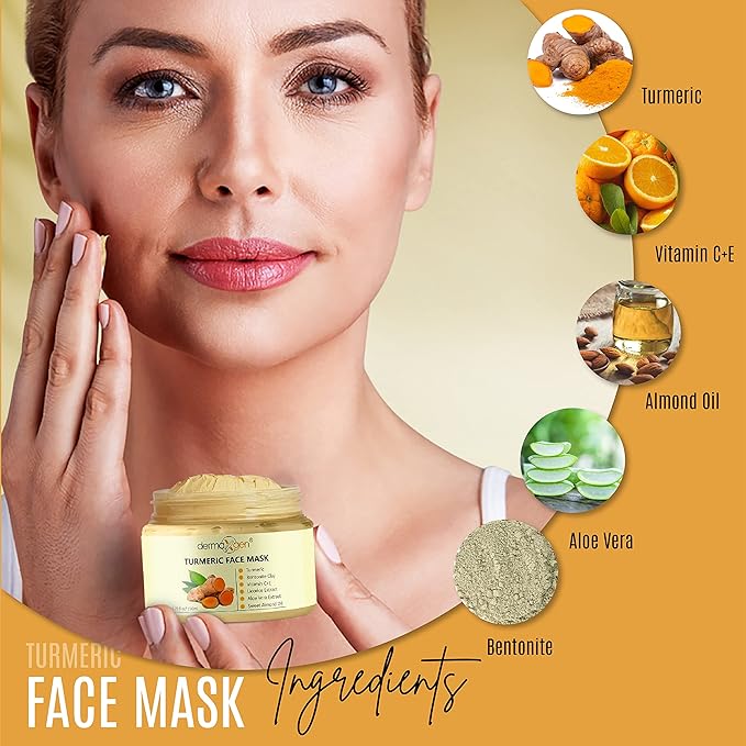 Glow Boosting Moisturizer- Anti-Aging, Reduce Acne, Dark Spot Remover, Hydrates & Controlling Oil & Refining Pores Turmeric Mask - Set of 4 (Turmeric Complete Set)