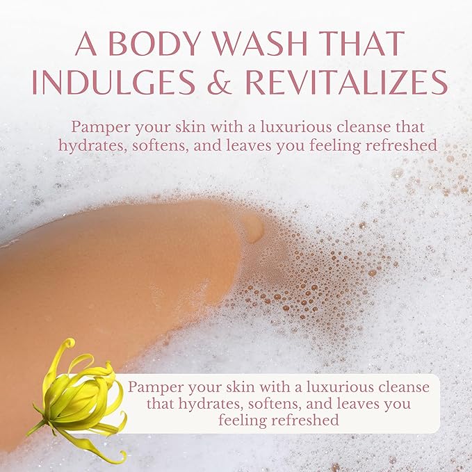Ylang Ylang Body Wash, Cleanses, Nourishes & Hydrates, Gentle Shower Gel for Dry and Sensitive Skin, Women & Men, Organic & Natural, 16 fl oz, 2-Pack