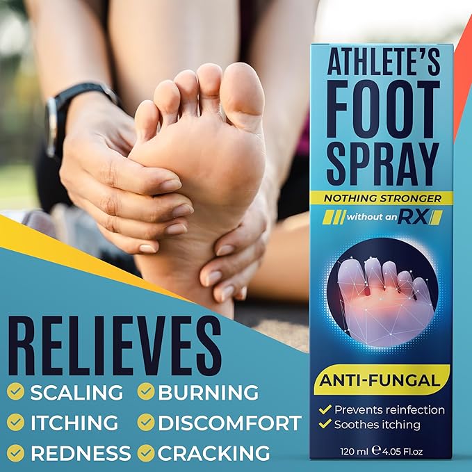 Athlete’s Foot Spray with Tea Tree Oil | Antifungal Treatment for Athlete’s Foot, Jock Itch, Ringworm | Soothes Itchy, Irritated Skin on Feet, Groin & Inner Thighs | Relieves Burning | 120ml