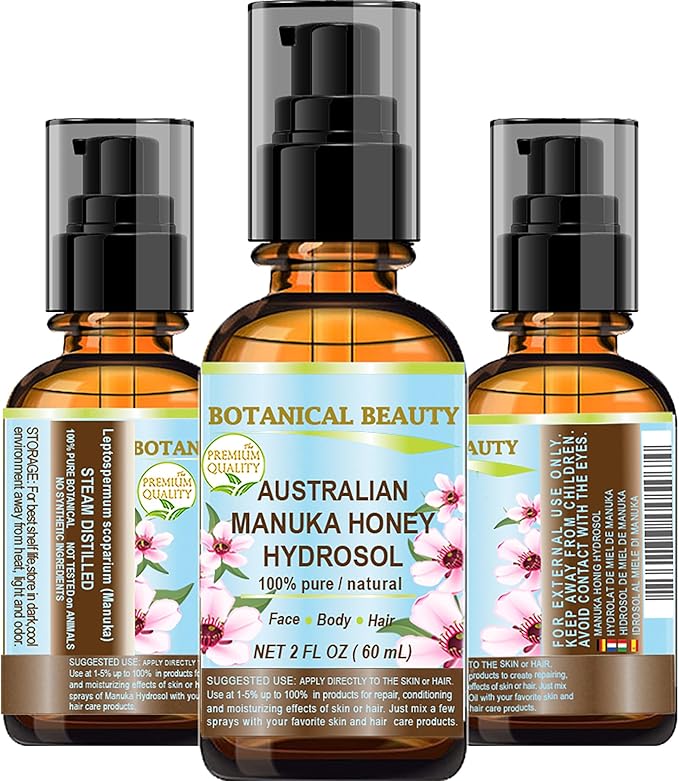 Australian Manuka Honey HYDROSOL Floral Water 100% Pure Natural Facial Toner, Moisturizer for Skin, Face, Hair 2 Fl. oz.- 60 ml by Botanical Beauty