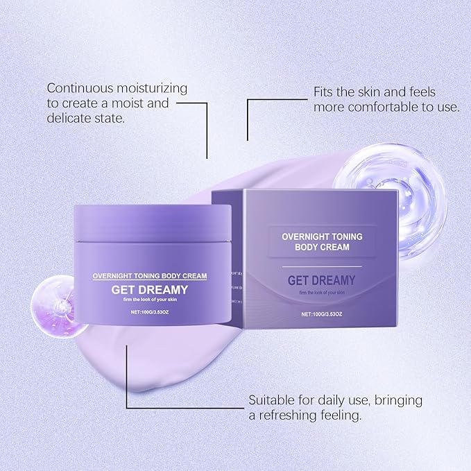 Get Dreamy Overnight Toning Whip, Helps While Sleep Body Firming Cream for Legs and Body (3.53 OZ)
