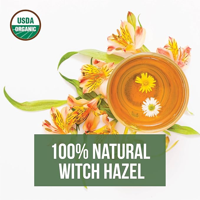 Organic Witch Hazel – 100% Pure Natural USP Astringent with 14% Alcohol | Hamamelis Virginiana Extract for Face, Skin, Hair & Wellness | Bulk & Gallon Options | 16 fl oz