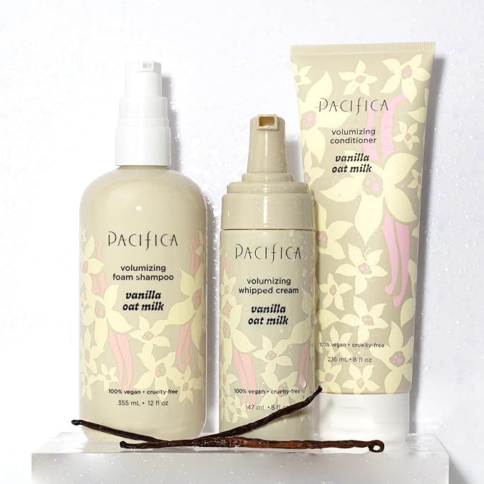 Pacifica Vanilla Oat Milk Hair Conditioner – Volumizer for Fine/Flat Hair, Weightless Oat Milk & Apple Extract for Bounce & Smoothness, Silicone Free Clean Beauty, Vegan Cruelty-Free