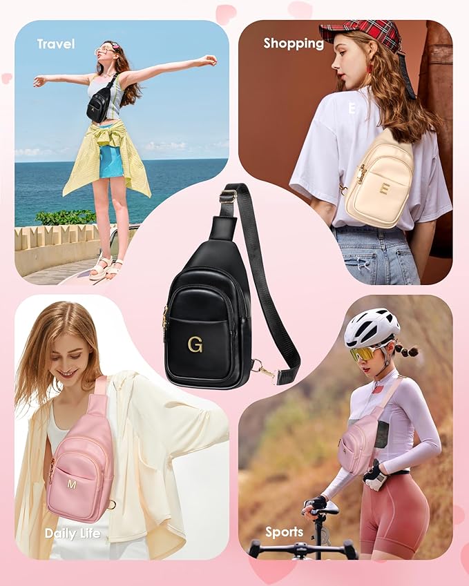 Birthday Gifts for Women Teen Girls, Initial Crossbody Sling Bag, Travel Purse for Women, Friends Sister Gifts