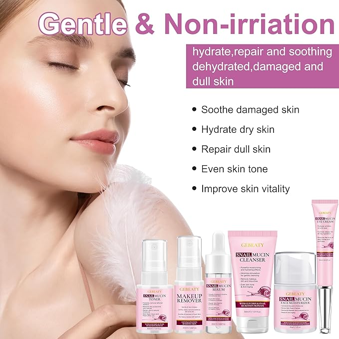 Skin Care Set,Korean Snail Mucin Essence Anti-aging Moisturize Repair Soothe Hydrate,Glass Skincare Routine Kit for Dull & Dry Skin,Skincare Gift Set Teens Stocking Stuffers Christmas Gifts for Women