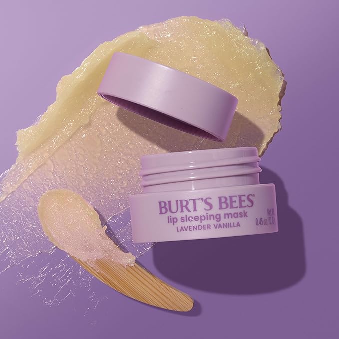 Burt’s Bees Lavender Vanilla Lip Sleeping Mask, With Hyaluronic Acid and Squalane Moisturizer To Instantly Hydrate Lips, Overnight Mask and Treatment, 0.45 oz.