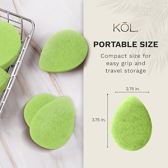 KOL Face Scrubber, Aloe Infused Exfoliating Facial Cleansing Pads, Disposable Exfoliator Face Sponge for Daily Cleaning and Makeup Removal, 6 Count