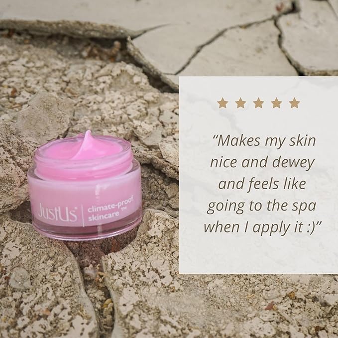 JustUs Skincare, Deep Hydration Gel Balm - Lightweight Daily Moisturizer for Face, primer + hydration, plumps, smooths + evens skin, with Alpha Arbutin, Tripeptides, Beta Glucan + Plum – 50ml / 1.67oz