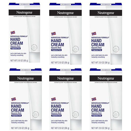 Neutrogena Norwegian Formula Moisturizing Hand Cream & Lotion for Dry Hands, Fragrance Free Glycerin Concentrated Relief, Over 200 Uses, 6 Pack, 2 oz Each (Total 12 Fl Oz)