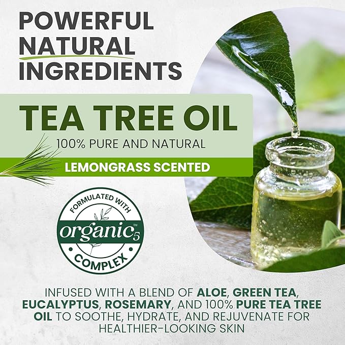 Tea Tree & Lemongrass Body Wash MaxTherapy, Itchy Skin Relief, Fights Body Odor, Soothes Jock Itch, Athlete's Foot, Ringworm & Sensitive Skin, Men & Women, 16 fl oz, Limited Edition