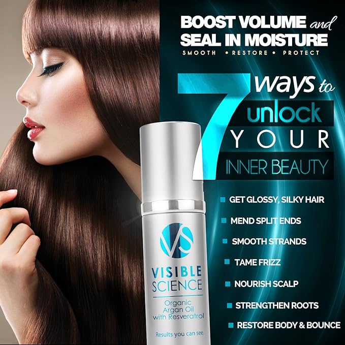 and Visible Science Argan Oil Bundle - Hair Repair Treatment and Heat Protectant + Argan Oil Serum for Gorgeous Shiny Hair - Repair and Prevent Damage - Seal Split Ends (2 Items)