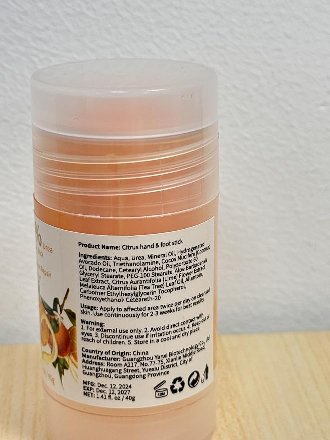 Urea Cream Stick 40 Percent, Heel Balm, Urea Hand Cream Stick and Foot Cream for Dry Cracked, Cracked Heel, Moisturizer for Dry Skin Care 1.41 Oz (Citrus Flavour)