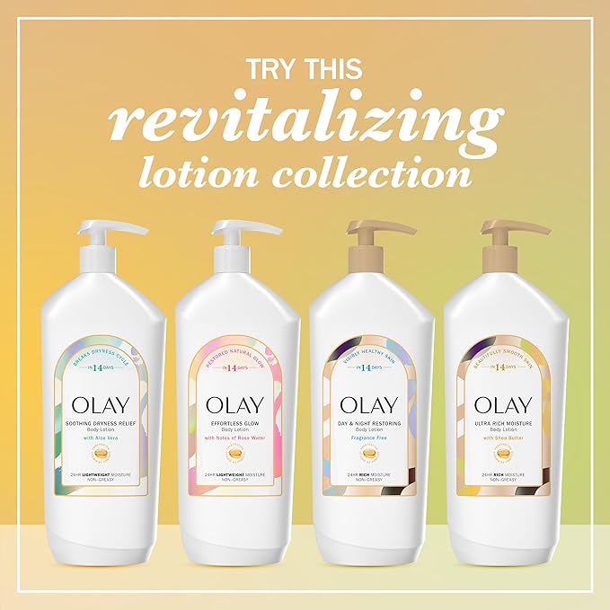 Olay Body Lotion for Women, Ultra Rich Moisture, 24hr Moisturizing & Deep Hydration, Absorbs Instantly, Penetrating Vitamin B3 Complex, For All Skin Types, Shea Butter Scent, 18 fl oz