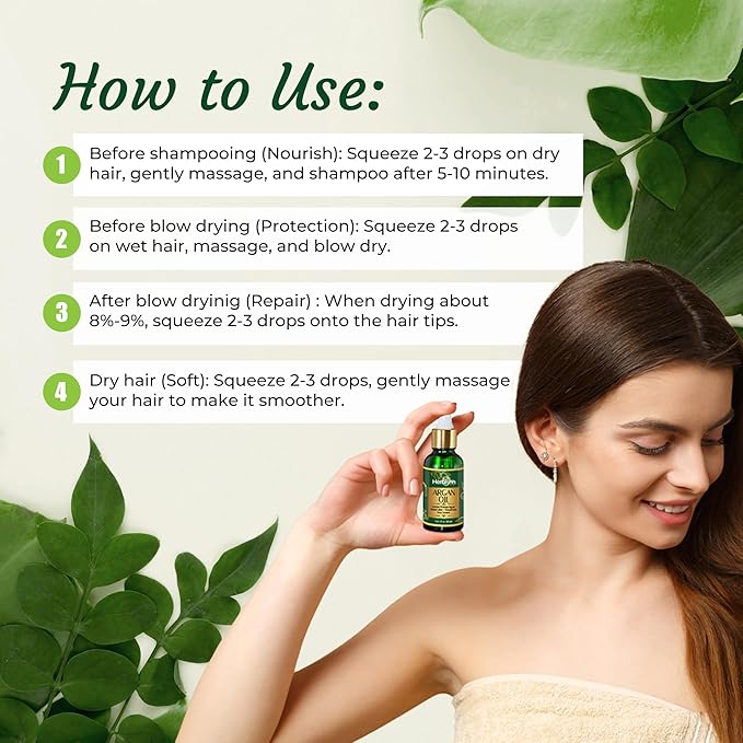 Herbishh Amazing Argan Oil, Pure Moroccan Argan Oil for Skin & Hair, Repair Damaged Hair, Deep Nourish Anti-UV-30ML-(3pack)