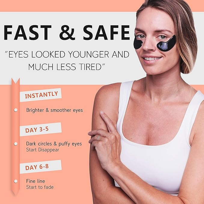 PURE SOL Hydrogel Gold Under Eye Mask - Hyaluronic Acid, Retinol - Anti-aging, Moisturizing and Hydrating - 12 Pairs | Eye Patches for Puffy eyes, Dark Circles - Gifts for Women. Gifts for Mom