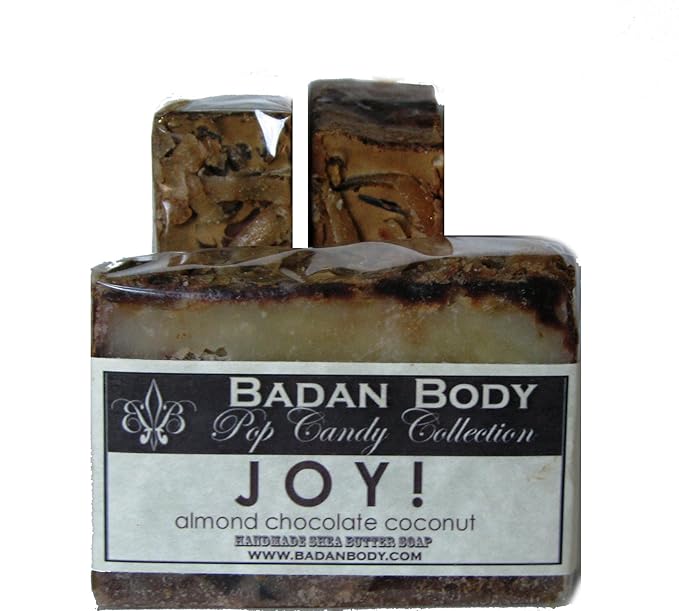 Badan Handmade Shea Butter Soap Bar - Creamy Moisturizing Dry Sensitve Skin Cleansers - Gentle Soap (Joy - Almond Chocolate Coconut, 3 Bar Pack)