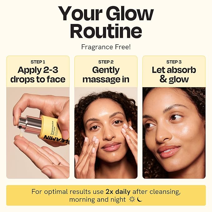 Gleamin Superactive Vitamin C Serum for Face with 15% Vitamin C, Niacinamide, Bakuchiol & Hyaluronic Acid – Skin Brightening Facial Serum for Women & Men – Dark Spot Remover & Radiant Glow – 1 fl oz