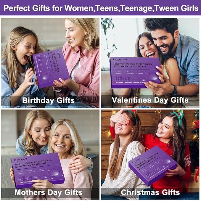 Skin Care Set,Professional Womens Teens Tighten Lift Firm Skincare,Hydrate Anti-Aging Facial Skin Care Routine Kit Travel Gift Set,Birthday Christmas Secret Santa Gifts for Women Teenage Girl Wife Mom