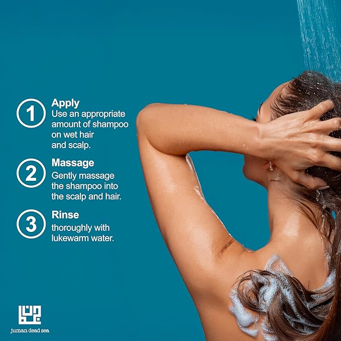 JUMAN Dead Sea Mineral Hair Shampoo | Promotes Hair Growth & Treats Dandruff | Infused with Essential Oils & Dead Sea Salts | For Men & Women | Vegan | SLS & Paraben Free