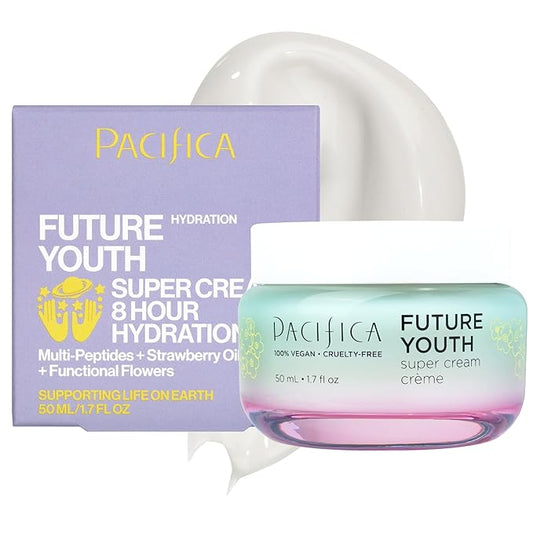 Pacifica Future Youth Super Cream – Daily Anti-Aging Moisturizer for All Skin Types, Lightweight Hydration with Advanced Peptides & Antioxidants, Improves Firmness & Elasticity, Vegan & Clean Beauty