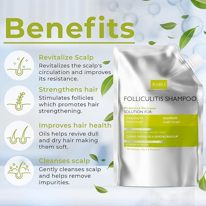 Anti Fungal Shampoo for Folliculitis, Seborrheic Dermatitis, Dandruff, Scalp Psoriasis & Itchy Dry Scalp Relief