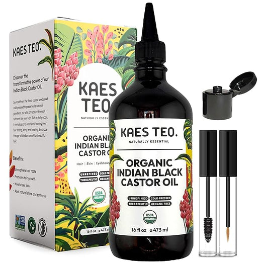 Organic Black Castor Oil for Hair Growth 16 fl oz - Not Jamaican Black Castor Oil, 100% Pure, Cold Pressed Hexane Free - USDA Certified, Skin, Nail, Scalp, Thicker Eyebrows & Eyelashes