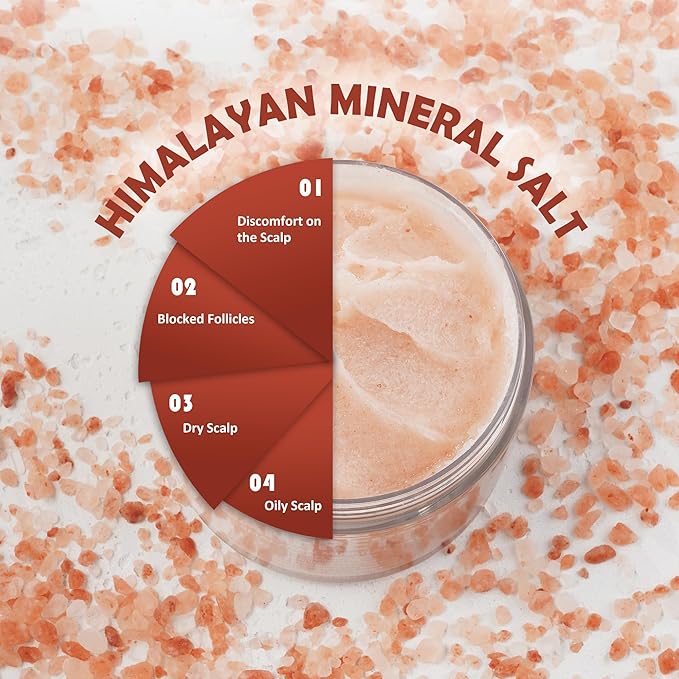 Scalp Scrub & Exfoliator with Mineral Salt | Deep Cleansing & Oil Control | Flake-Free Scalp Treatment for Itch Relief & Smoother Hair | 8.82 oz