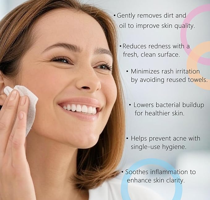 Disposable Face Towels, 80 Count, Biodegradable Dry Wipes for Sensitive Skin, Makeup Removal, Baby Care, Ultra Soft & Thick, 7.8”x7.8”
